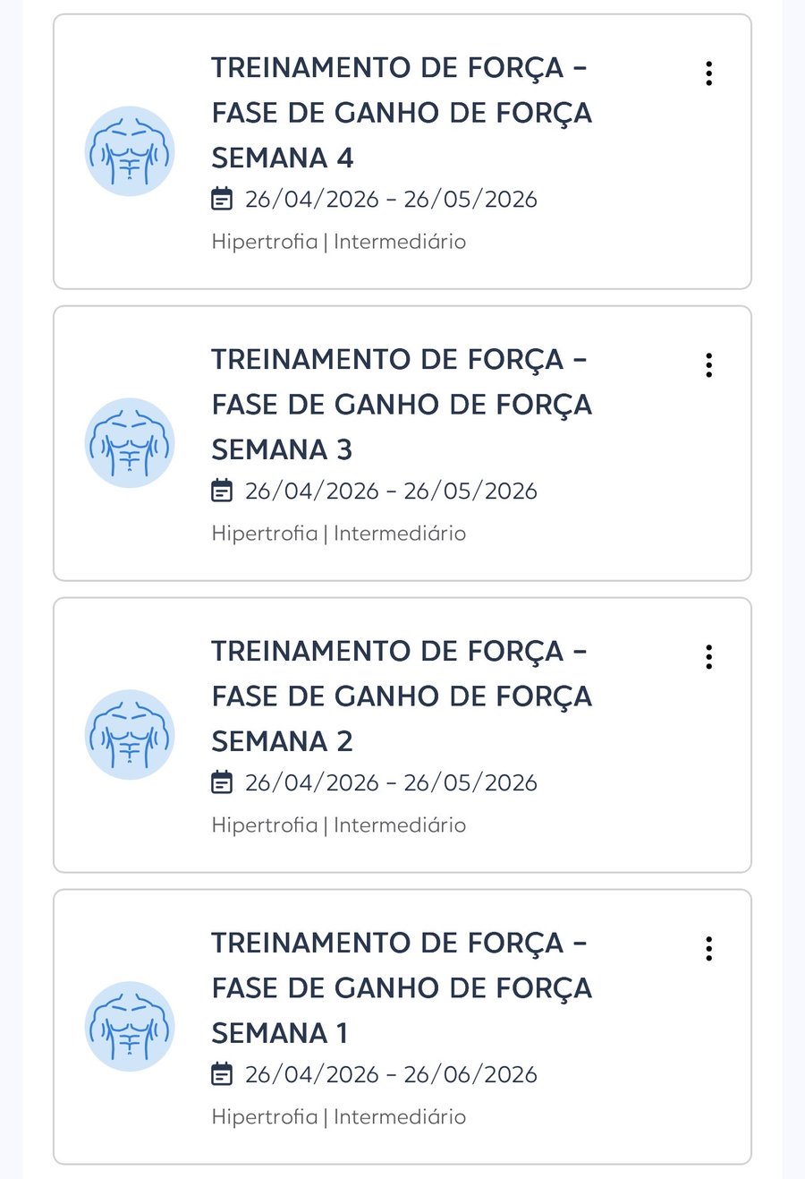 Treinos personalizados semana a semana na plataforma do aluno
