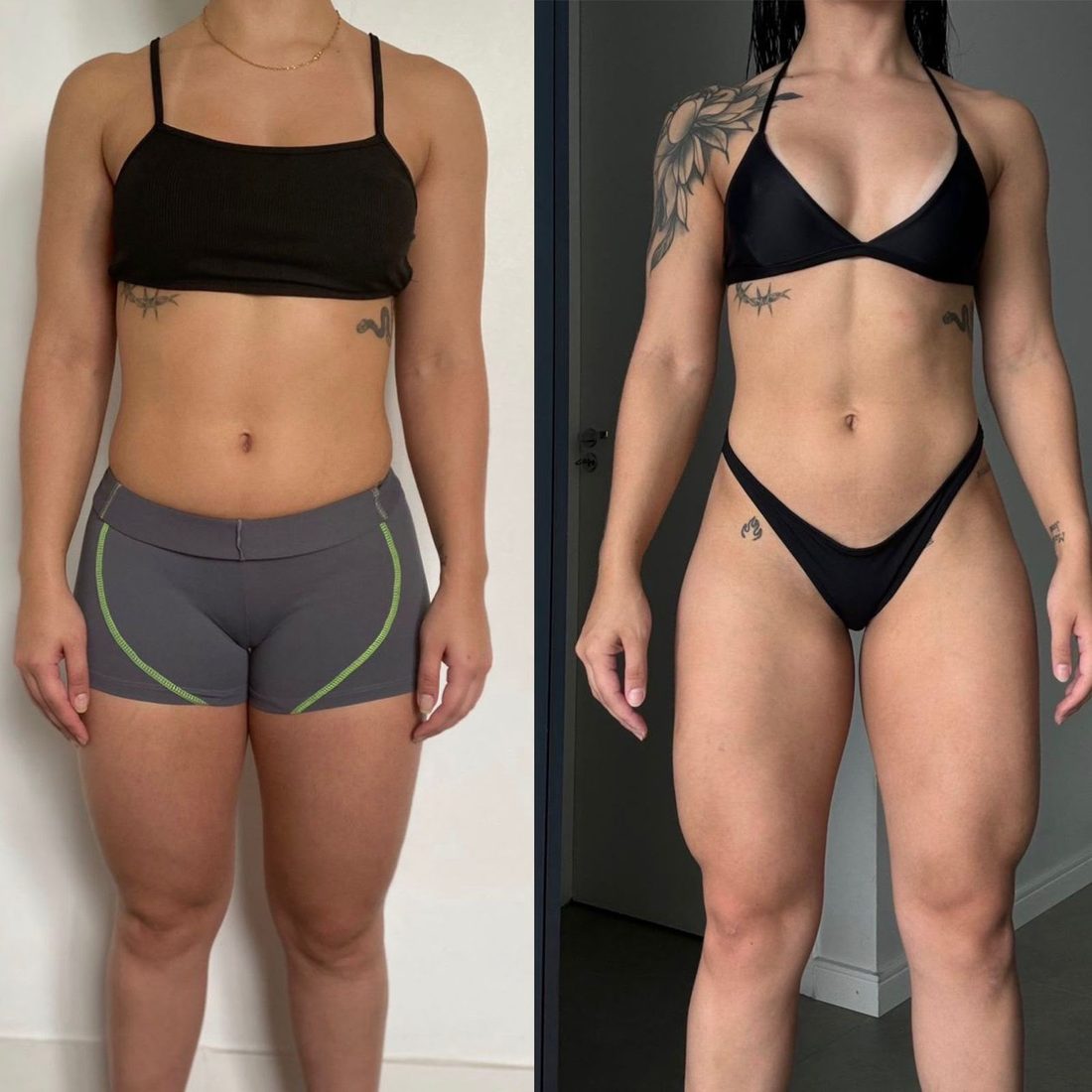 Antes e depois de aluna do Scalea Team — treinamento de força na melhor idade