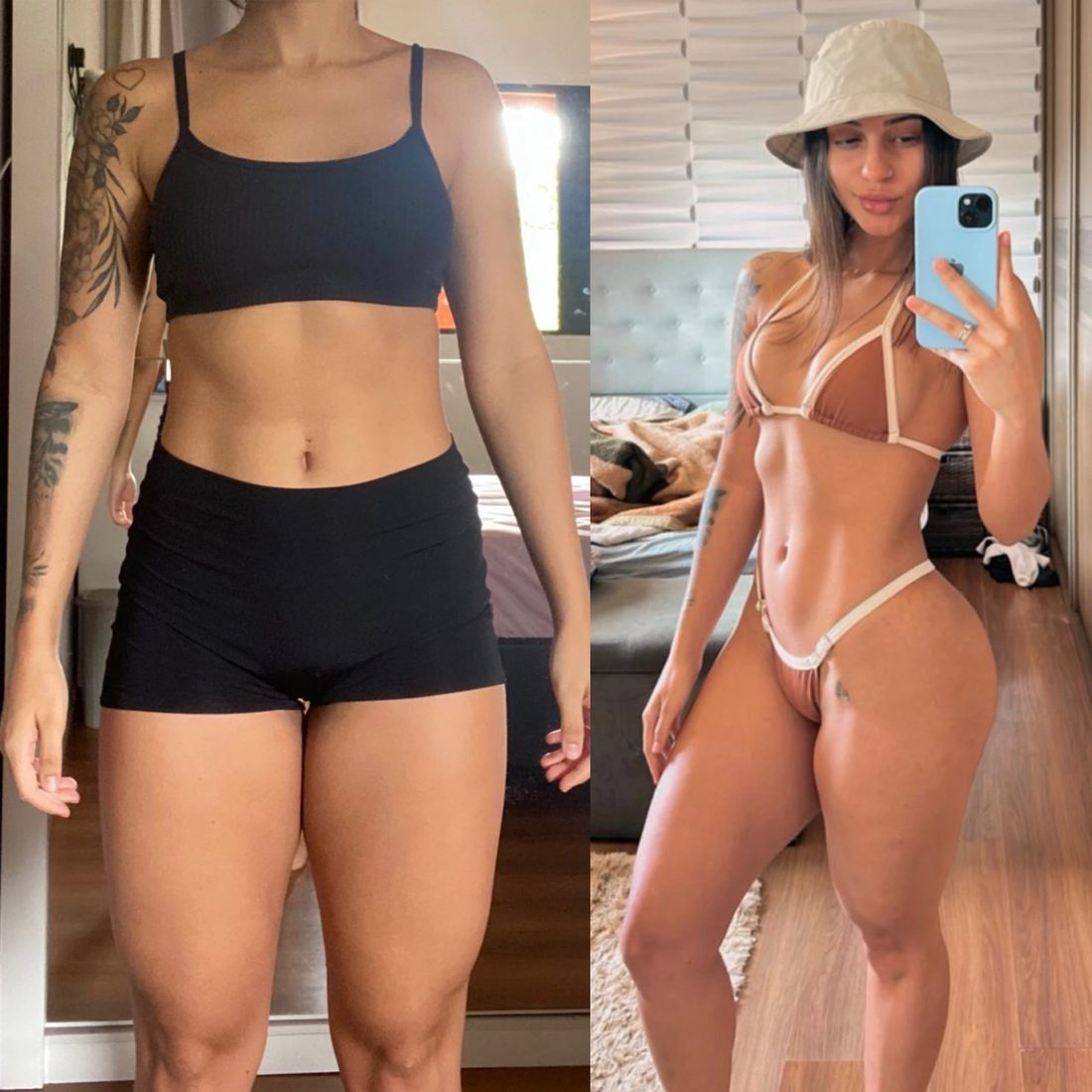 Antes e depois de aluna do Scalea Team — recomposição corporal