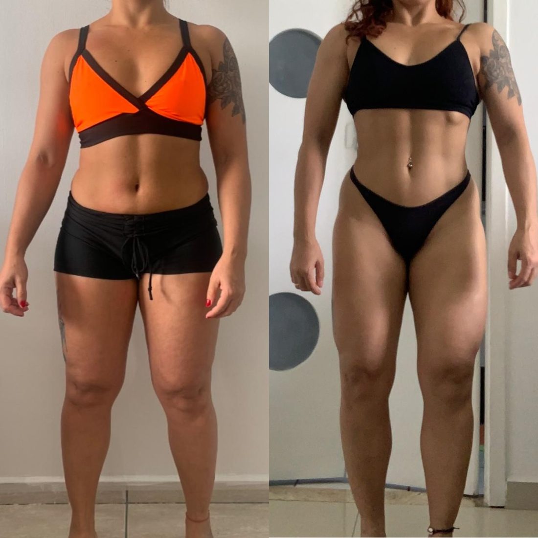 Antes e depois de aluna do Scalea Team — definição abdominal